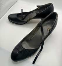 Vintage Capezio On Stage Black Leather Tap Shoes Tele Tone Size 7
