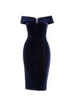 VINCE CAMUTO Party Cocktail Dress Size 10 Navy Velvet Illusion Off the Shoulder