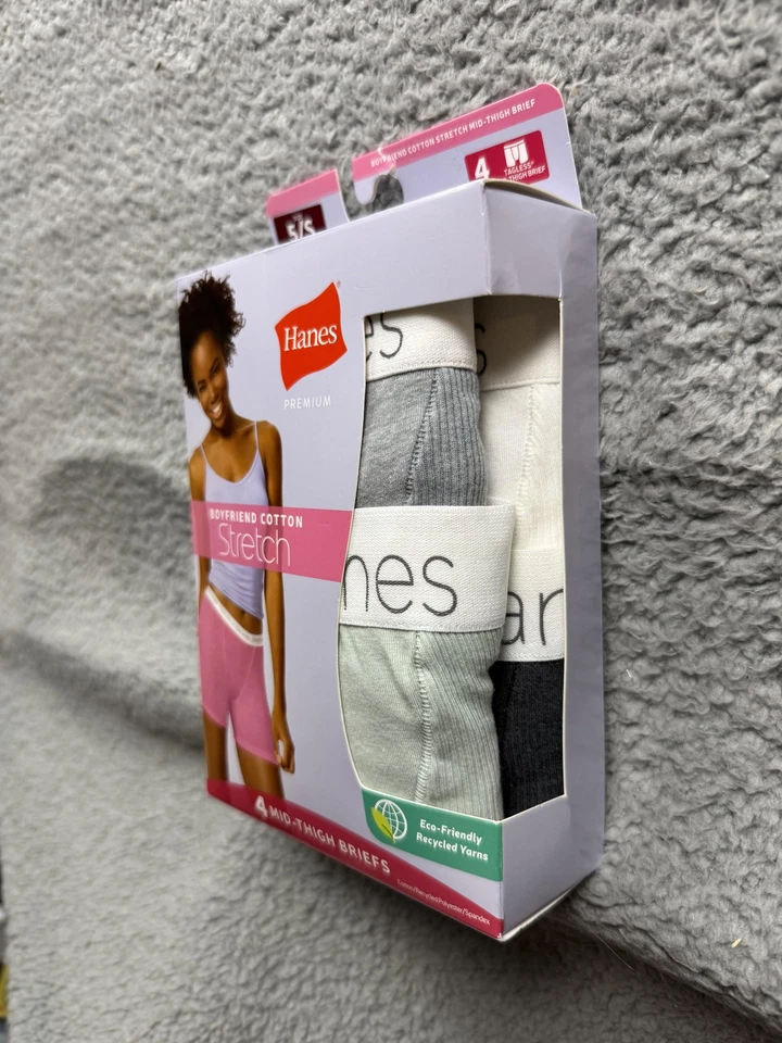 Трусы женские эластичные хлопчатобумажные Hanes Boyfriend маленькие упаковка 4 шт. нижнее белье без бирок экологичные - Изображение 2 из 3