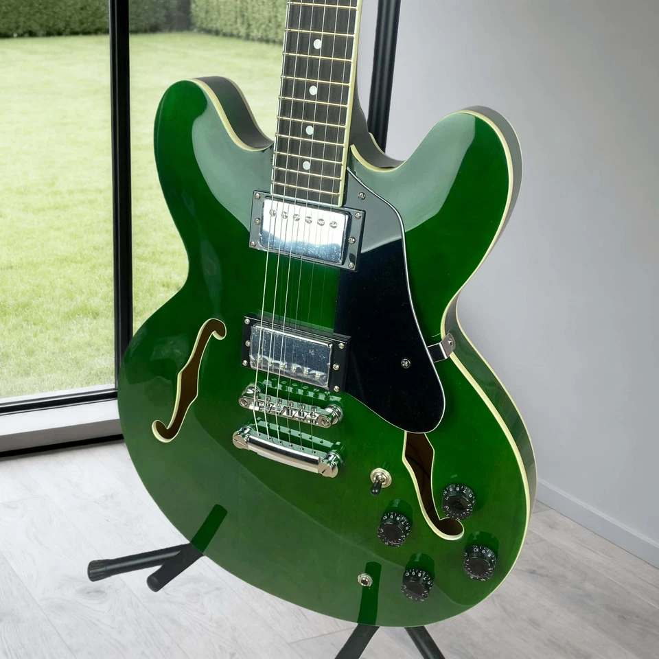 Green ES335Electric Guitar Christmas Gift F-Hole Chrome Hardware Black Pickguard - Image 3 of 4