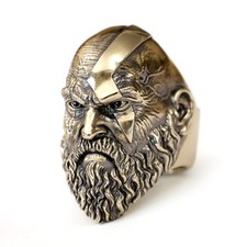 Anello Kratos ottone uomo dio della guerra gioco dichiarazione gotica gioielli BR429 UK taglia V