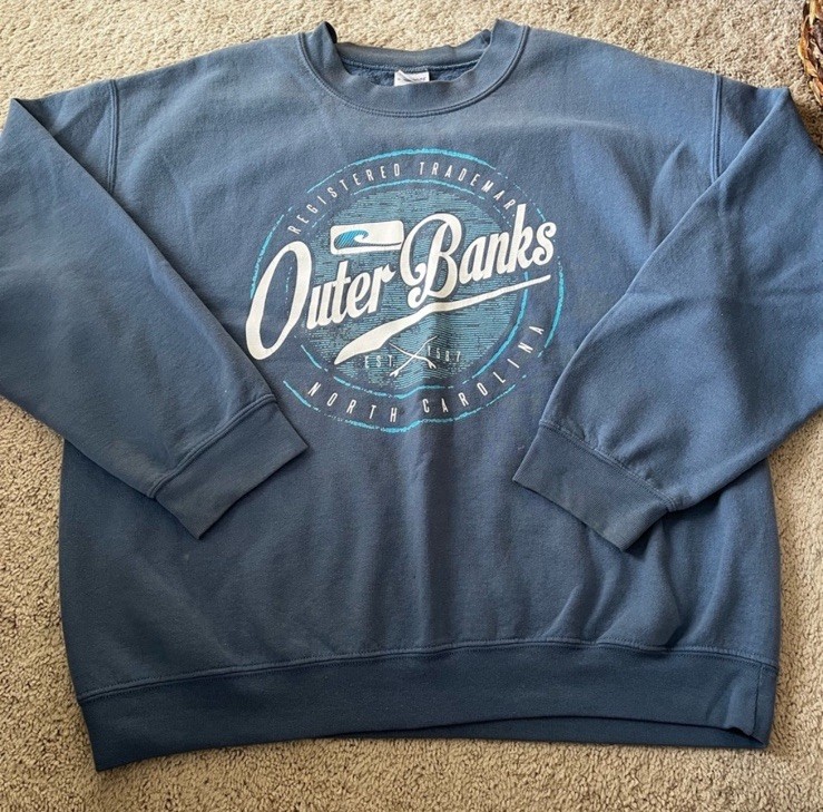 Outer Banks Men's Sweatshirt Size L Blue Crewneck Pullover Cotton Blend