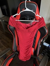 Fashion Nova Women's Red Off-Shoulder Ruched Bodycon Dress