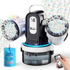 Dual-Engine Bubble Machine with Auto Rotation...