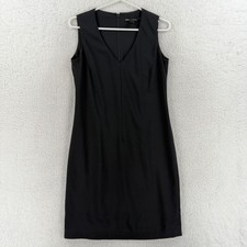 DKNY Essentials Dress Womens 4 Black Wool V Neck Sleeveless Sheath Workwear