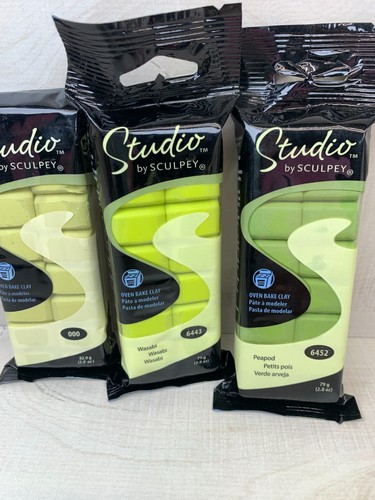 Lot of 3 Studio by Sculpey Oven Baked Clay Green Wasabi 6443 Peapod 6452 - Picture 2 of 3