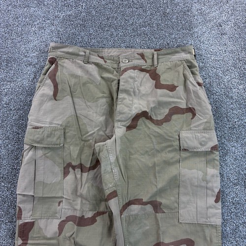 Vintage Military Pants Mens Large Short Desert Storm Tri Camo BDU Combat Ripstop - Picture 2 of 6