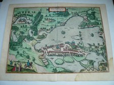 Pl&ouml;n, anno 1598, Kupferstich, Brraun/Hogenberg, altkoloriert