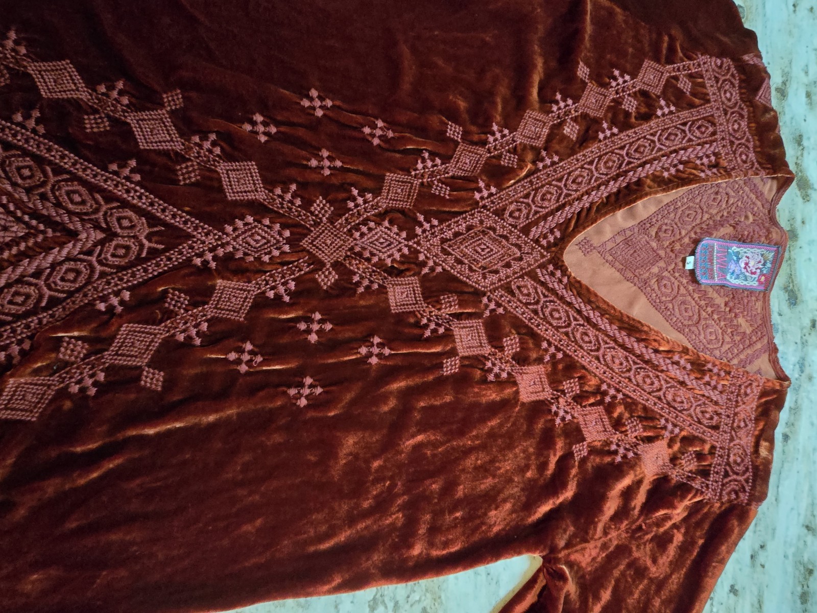 Johnny Was Shoba Velvet Tunic Top Size Small