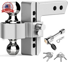 Adjustable Trailer Hitch 2 Inch Receiver 6 Inch Drop Aluminum Steel Ball 12500 L