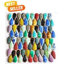 Polished Ceramic Mosaic Tiles in Raindrop Design - Perfect for Home Projects