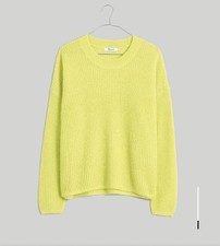 Madewell Brushed V-Neck Sweater in Heather Lemon Size Small Alpaca Wool Blend