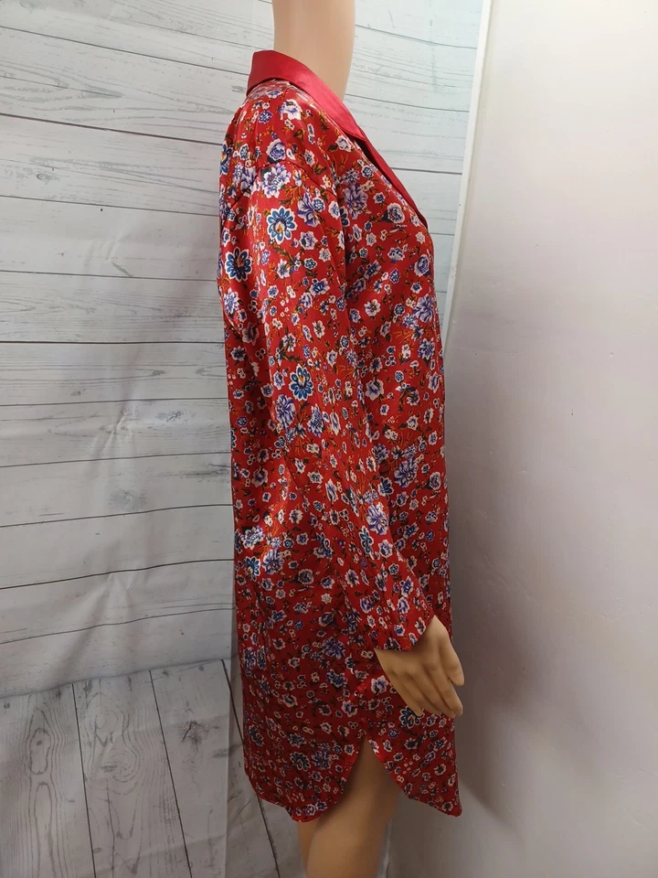 Camisón de Colección Gilligan & O'Malley S Rojo Satén Camisón Floral Manga Larga Foto 4 de 4