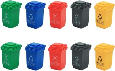 10pcs Mini Garbage Sorting Bins, House Decoration Props | 5 Colors, Scene Model