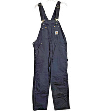 Carhartt Duck Canvas Insulated Bib Overalls Size 38x32 RO2 Black Double Knee