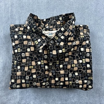 Travel Smith Shirt Mens 2XL Short Sleeve Button Up Geometric Casual W/ Pocket