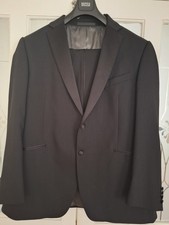 Marks & Spencer Black 2pc Suit Wool Blend Regular Fit 46L W36 L33