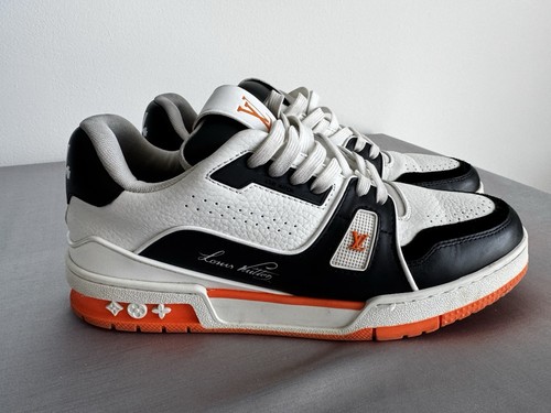 Louis Vuitton LV Trainer Orange / Black / White Size 8