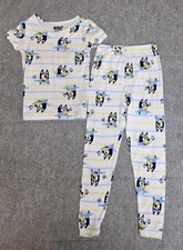 Bluey Pajama Set Kids Size 8 Short Sleeve Pants White Blue Yellow Cotton