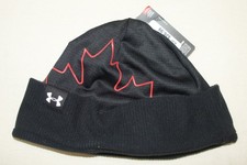 Under Armour UA ColdGear Maple Leaf Black Red Beanie Winter Hat