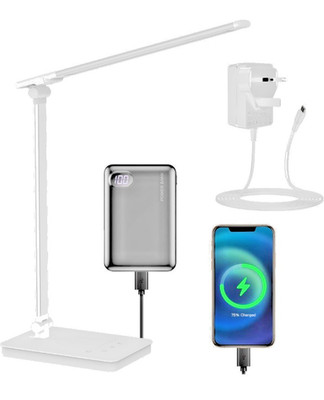 LED Lese Schreibtisch Lampe dimmbar USB Doppelkopf klappbar Tisch Nacht Licht weiß