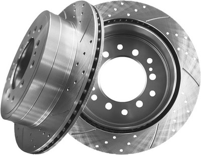PM Auto Rear 312mm Drilled Slotted Brake Disc Rotors Compatible With 2001-2007 T