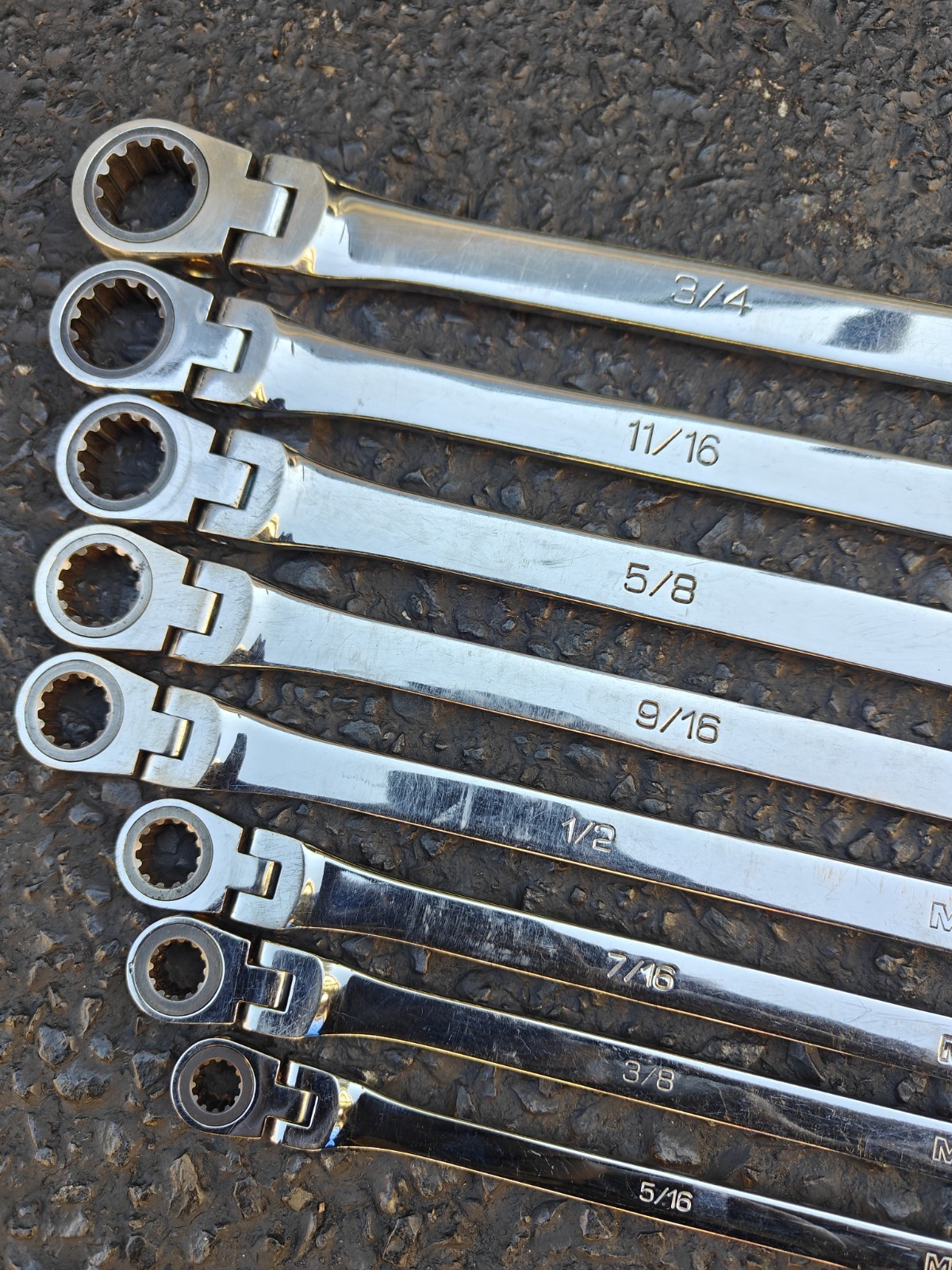 Matco Tools 8pc SAE 0° Flex Head Ratcheting Box XL Wrench Set Spline Inch