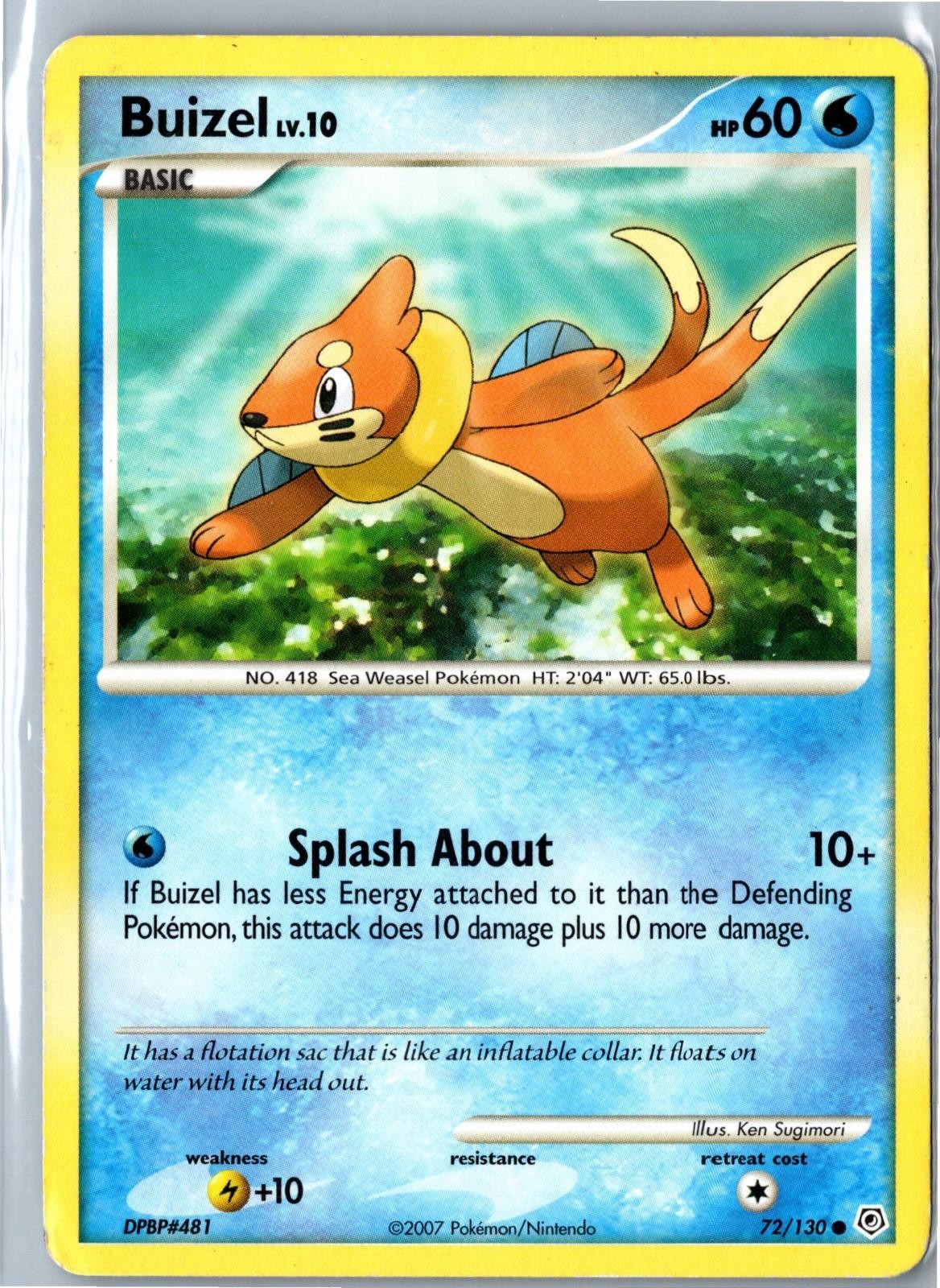 Pokemon Card - Buizel Diamond & Pearl 72/130 2007 Common Heavily Played