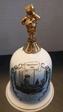 1990 Disney Willitts Galleries Winnie The Pooh Christmas Bell Metal Porcelain