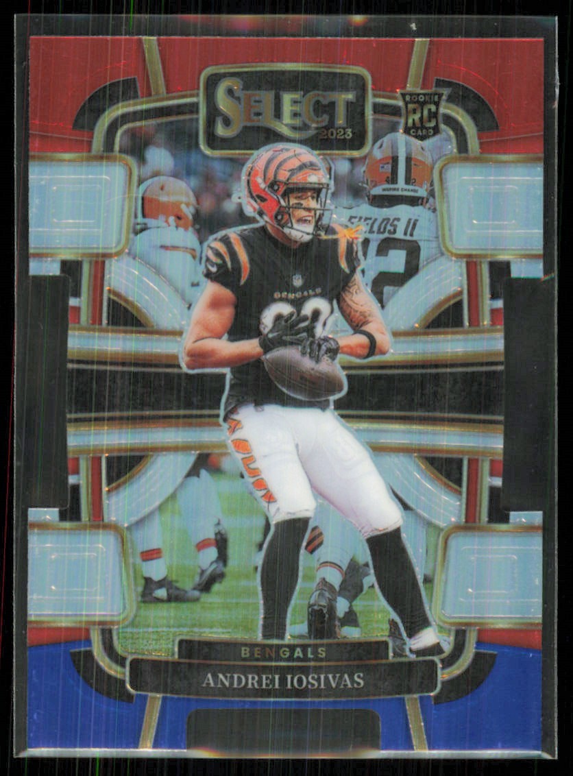 2023 Panini Select Red Blue Prizm Die Cut Concourse Andrei Iosivas Rookie #21