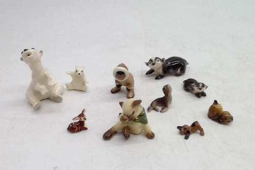 Vtg Hagen Renaker Lot of 10 Polar Bears Eskimo Giraffe Deer Cat Seal Badger