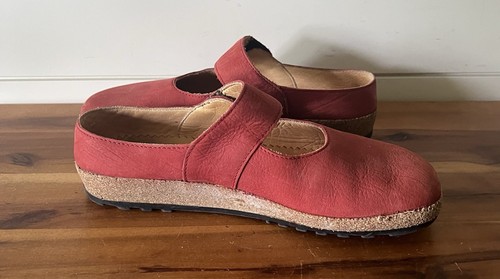 Haflinger Damen Rot Leder Pantolette Clog Slipper Lagenlook Gr. 38 US 7 - Bild 4 von 12
