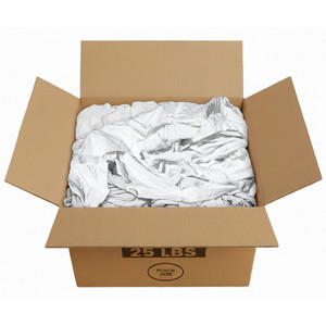 Recycled White Knit T-Shirt Cleaning Rags 25 lbs. Box - Multipurpose Cleaning