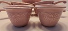 Set 9  Vtg Oven Serve Ware Pcs Custard  Bowl Soup Cups Embossed Rose Motif Pink  — photo 2