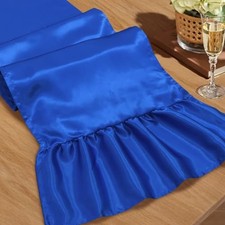 2 Pack Satin Table Runner 12 x 72 Inch Ruffle Table 12"x72" Royal Blue