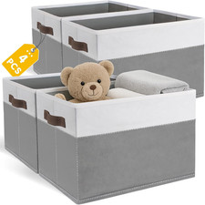 4 Pack Fabric Storage Bins, 15"X11" Large Closet Storage Baskets for Shelves, Cu