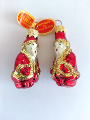 Vintage Blown Glass Santa Claus Christmas Ornament Taron Collection Gedania 2.5''