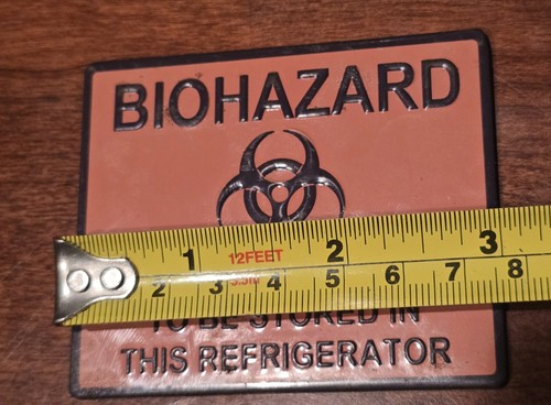 Funny Biohazard Magnet 3"W x 2½"H Joke For Fun Fridge Locker Car Orange - Picture 3 of 4