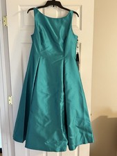 Adrianna Papell Boat Neck Exotic Jade Tea Length Dress Size 14 NWT