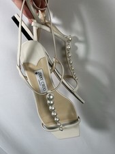 Sold out Jimmy Choo white Amari pearl detailed flat sandals Size 39.5 (RRP£675)