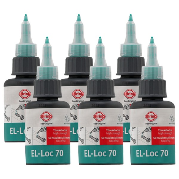 6X 50Ml Elring El-Loc 70 Schraubensicherung Hochfest GrÜN -55°C Bis +180°C-image