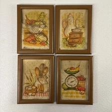 Vintage Creative Circle Needlework Art Pictures ,Gallery Kitchen 4 Frames