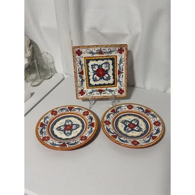 Juego de 3 Platos de Postre de Ensalada Italiano Galería de Mesa Pintados a Mano de Cerámica 8.5 - Imagen 1 de 4