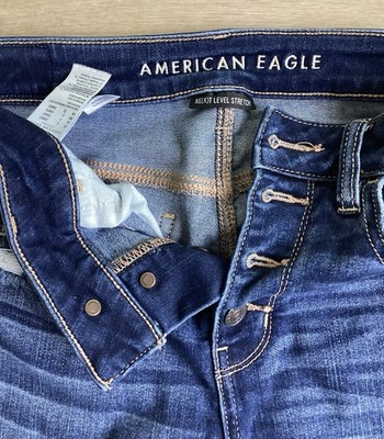 American Eagle Next Level Stretch Distressed Button Front Hi Rise Jeans 6 Short