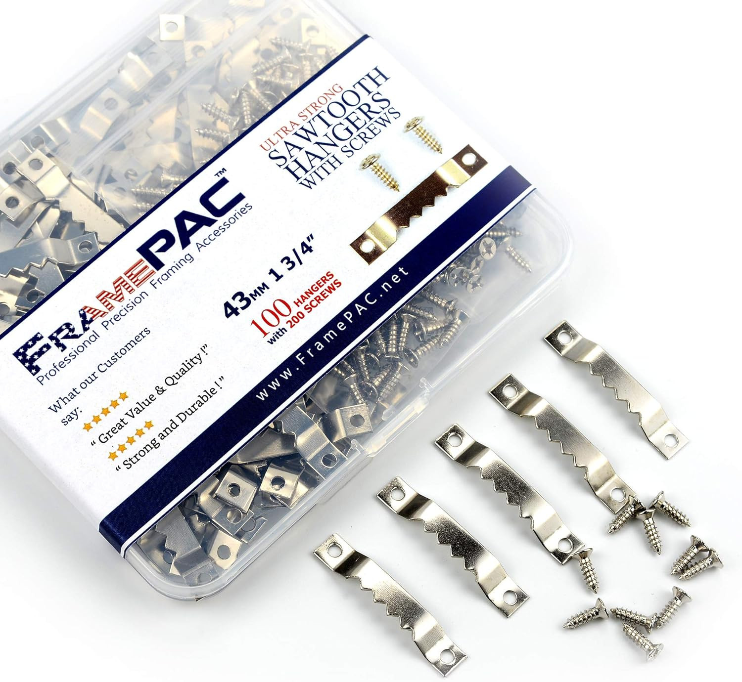 100 Pack Small Sawtooth Picture Hangers Frame Hanging Saw Tooth Hooks with Screw