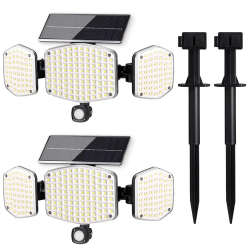 Solar Motion Sensor Outdoor Lights with Stakes, 208 LED Super Bright IP65 Wat...