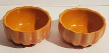 CELEBRATE IT! FALL THANKSGIVING PUMPKIN SHAPE CERAMIC RAMEKIN BOWL LOT/2