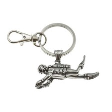 3D Scuba Diver Keychain in Stainless Steel  Certified Diver Gift  50mm x 28...