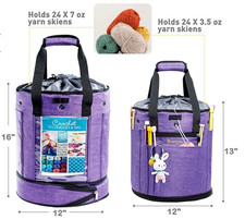 Knitting Crochet Yarn Skein Storage Organizer Bag Purple D12 X H13 -16