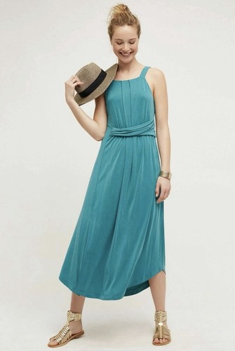 Anthropologie Maeve Azores Halter Sleeveless Flowy Midi Dress Women Large Teal